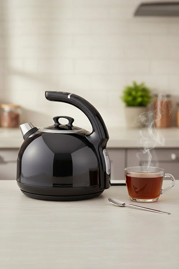 Umie Dijital Göstergeli Retro Kettle 1.7L Wifi & Bluetooth Dokunmatik Suya Akıllı Su Isıtıcısı Siyah